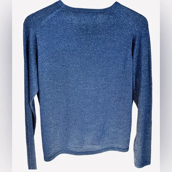 Kevo 80%Silk 20%Lurex Blue Sparkle Cardigan Sweater Size Small - Picture 2 of 2